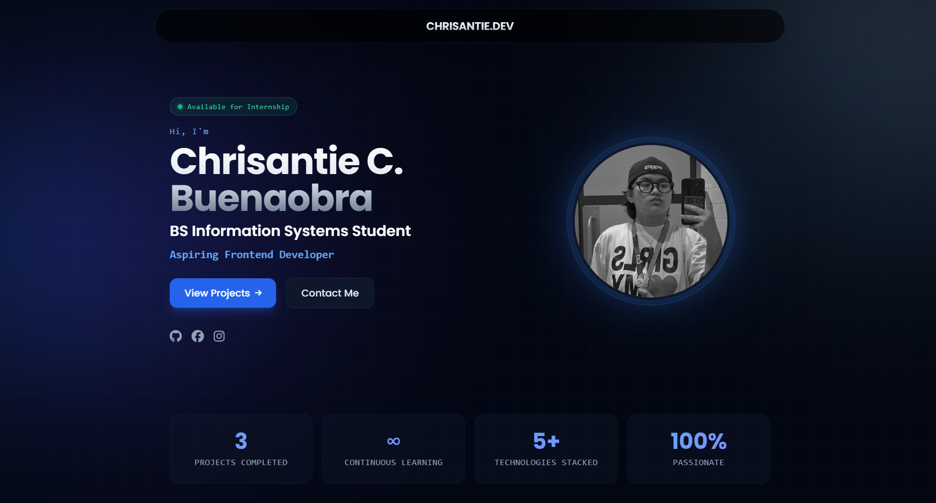 Portfolio Interface Mockup